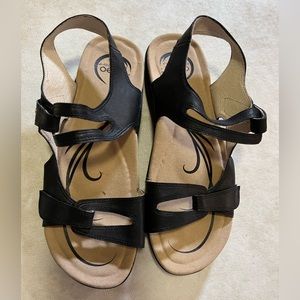 Abeo Crescent Sandals Women 8.5 Black HookNLoop Adjustable w Metatarsal Pad
